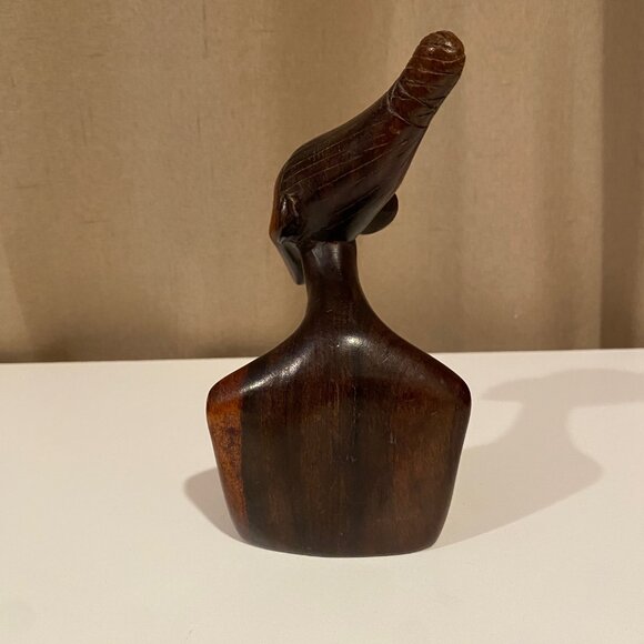 African Woman Carved Ebony Bust 7 Folk Tribal Art Sculpture - Picture 7 of 8